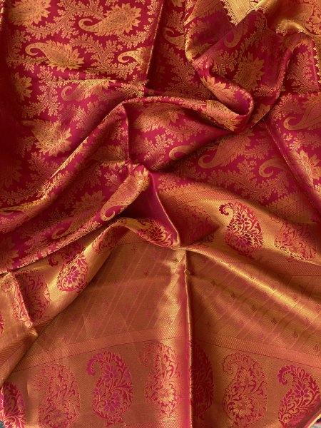 ROSE RED KANJEEVARAM PURE SILK dupatta Set