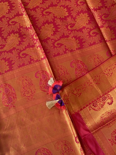 ROSE RED KANJEEVARAM PURE SILK dupatta Set