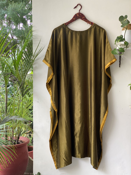 MEHNDI GREEN MASHRU SILK KAFTAN
