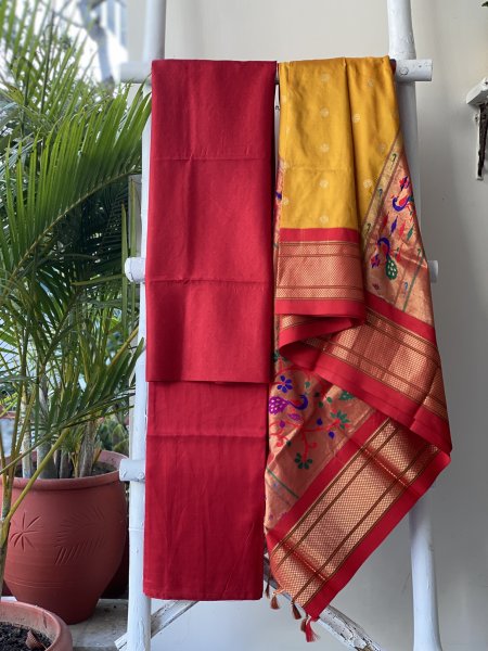RED-MUSTARD PAITHANI PURE SILK dupatta Set