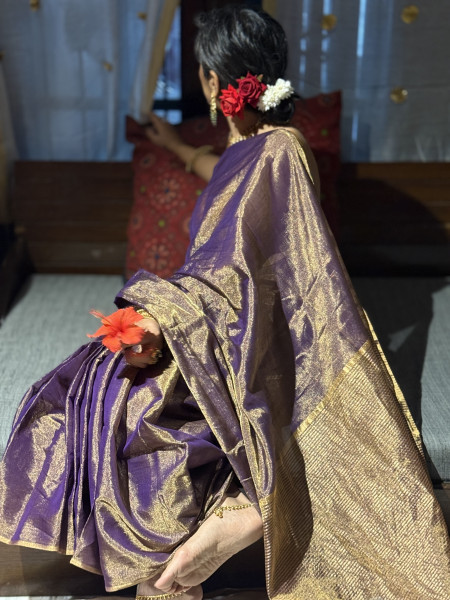 'AAROHINI' PURPLE ZARI WOVEN MAHESHWARI SILK  SARI