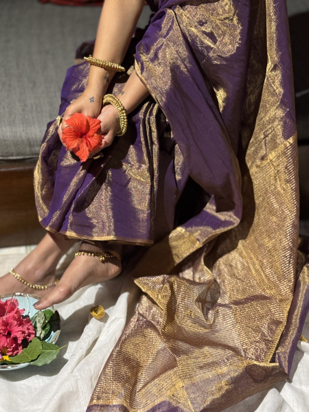 'AAROHINI' PURPLE ZARI WOVEN MAHESHWARI SILK  SARI