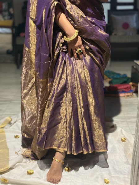 'AAROHINI' PURPLE ZARI WOVEN MAHESHWARI SILK  SARI