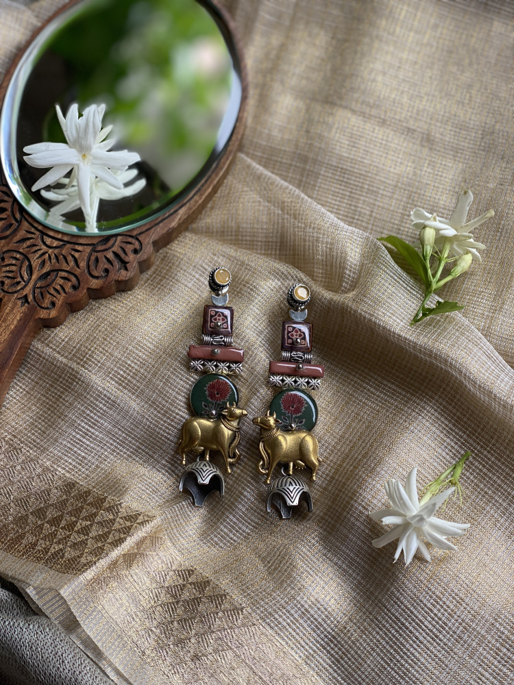 Image of BRASS &amp; FABRIC Handcrafted EARRINGS