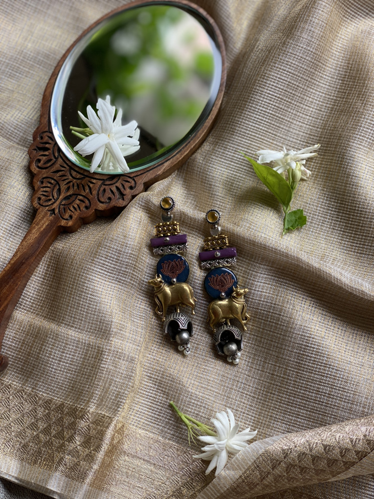 Image of BRASS &amp; FABRIC Handcrafted EARRINGS