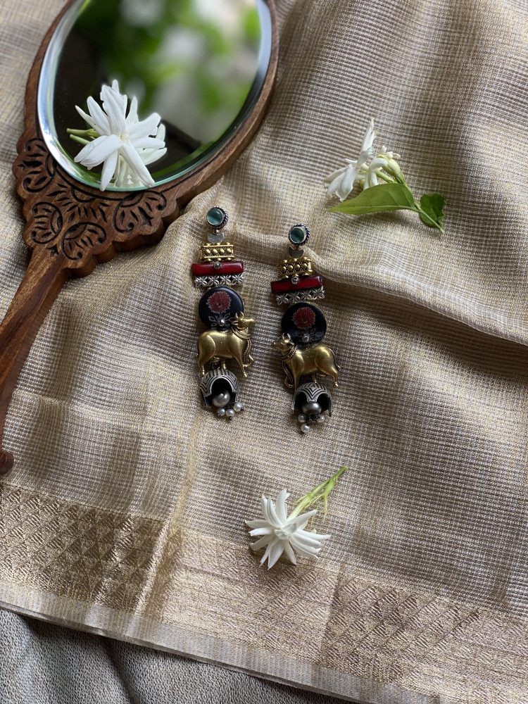Image of BRASS &amp; FABRIC Handcrafted EARRINGS