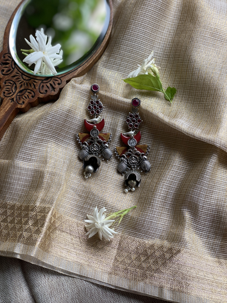 Image of BRASS &amp; FABRIC Handcrafted EARRINGS