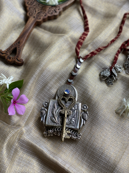 BRASS & FABRIC Handcrafted LONG NECKLACE