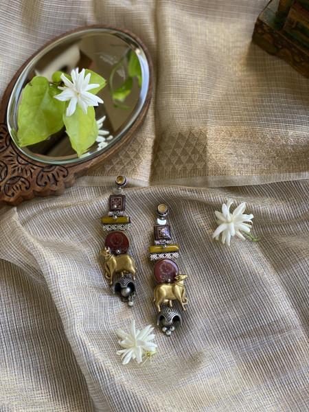 BRASS & FABRIC Handcrafted EARRINGS