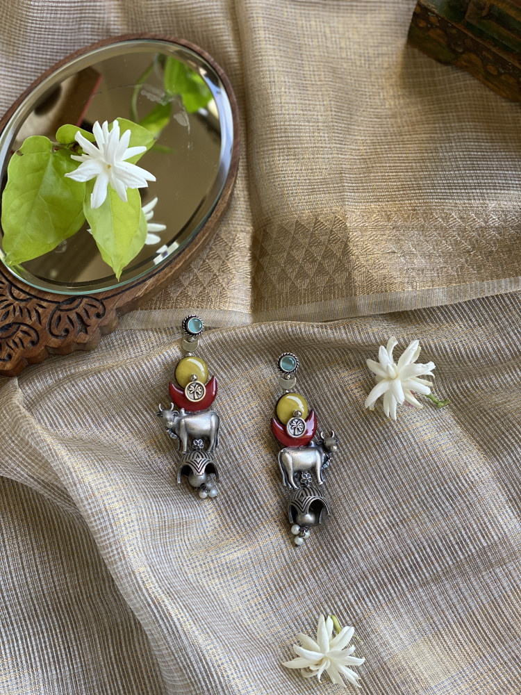 Image of BRASS &amp; FABRIC Handcrafted EARRINGS