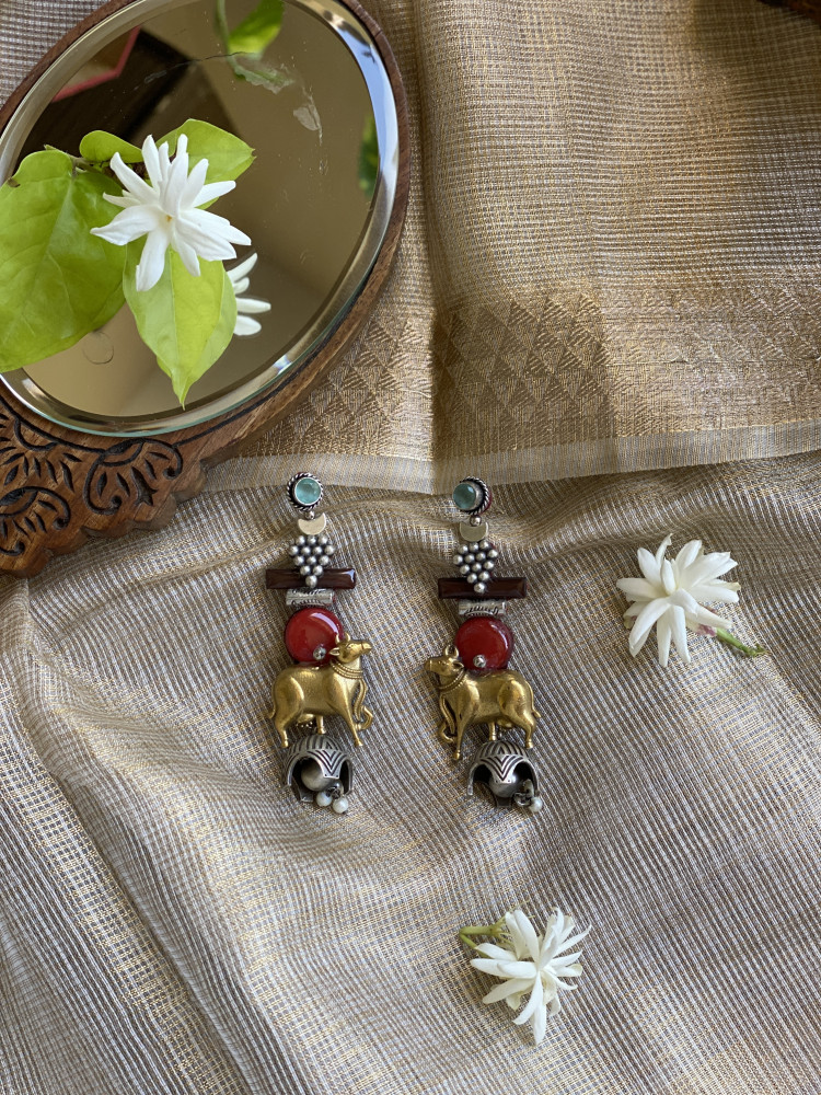 Image of BRASS &amp; FABRIC Handcrafted EARRINGS