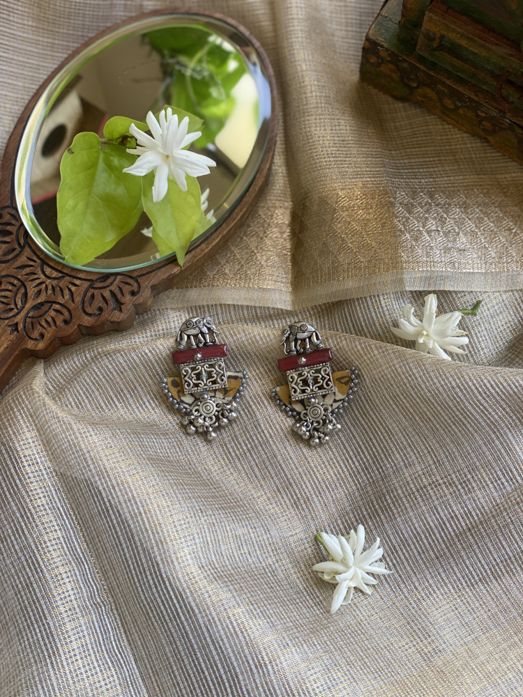 Image of BRASS &amp; FABRIC Handcrafted EARRINGS