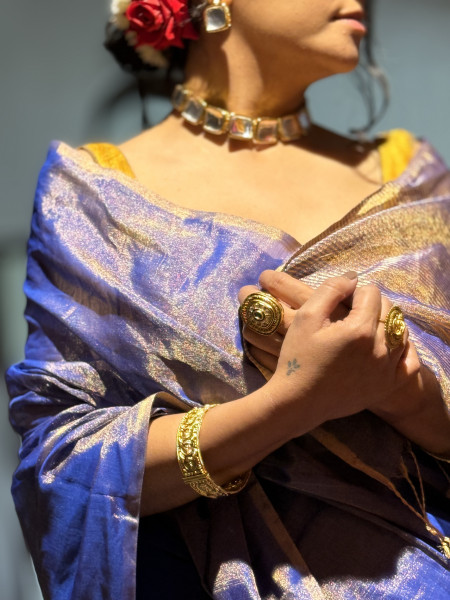 'VAANI' BLUE ZARI WOVEN MAHESHWARI SILK  SARI