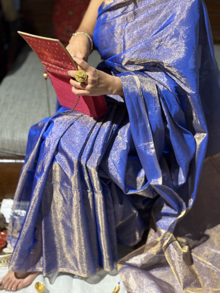 'VAANI' BLUE ZARI WOVEN MAHESHWARI SILK  SARI