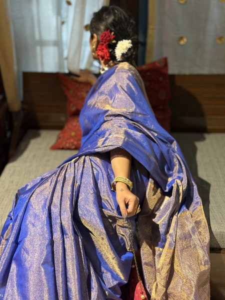 'VAANI' BLUE ZARI WOVEN MAHESHWARI SILK  SARI