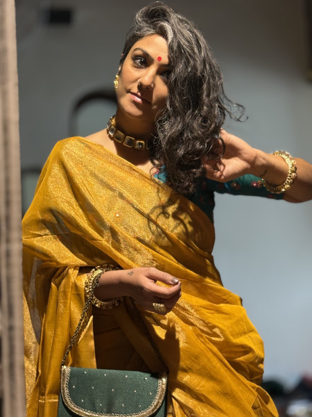 'VAIBHAVI' YELLOW ZARI WOVEN MAHESHWARI SILK  SARI