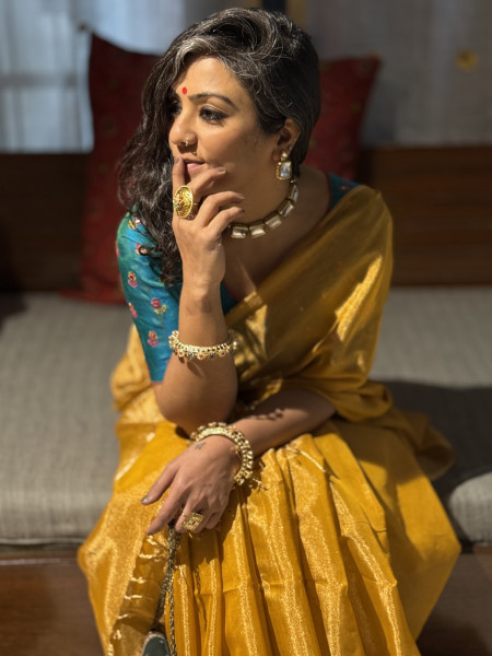 'VAIBHAVI' YELLOW ZARI WOVEN MAHESHWARI SILK  SARI