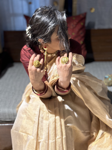 'MANJARI' IVORY ZARI WOVEN MAHESHWARI SILK  SARI