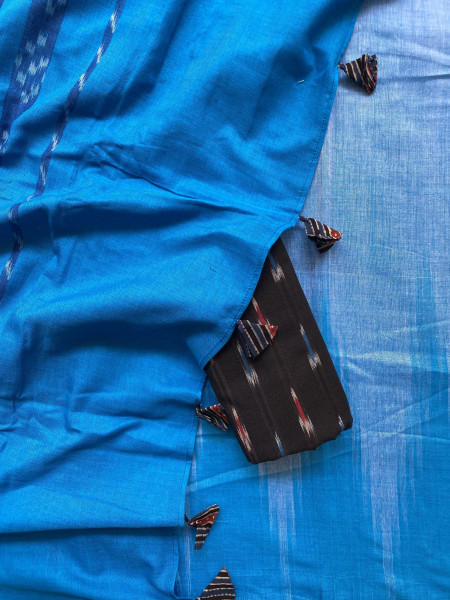 SHADED BLUE Cotton 'KARGIL KUMBHA' ikkat woven sari