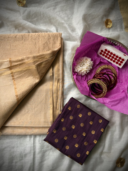 'MANJARI' IVORY ZARI WOVEN MAHESHWARI SILK  SARI