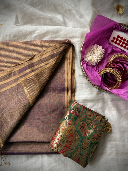 'AAROHINI' PURPLE ZARI WOVEN MAHESHWARI SILK  SARI