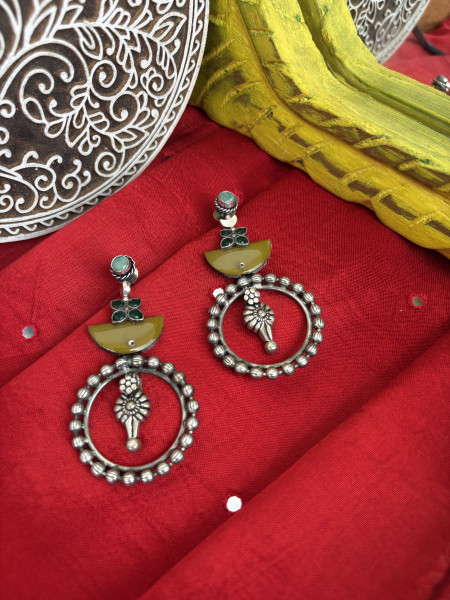 BRASS & FABRIC HANDCRAFTED EARRINGS