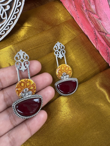 BRASS & FABRIC HANDCRAFTED EARRINGS