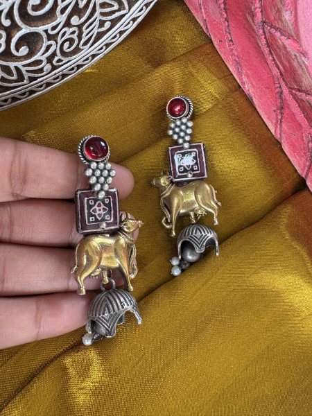 BRASS & FABRIC HANDCRAFTED EARRINGS