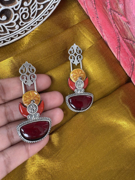 BRASS & FABRIC HANDCRAFTED EARRINGS