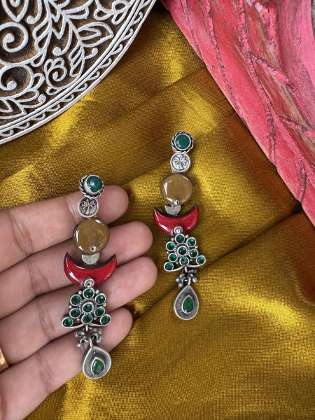 BRASS & FABRIC HANDCRAFTED EARRINGS