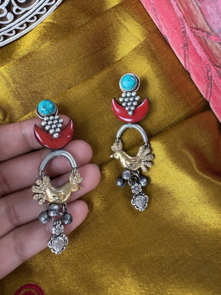 BRASS & FABRIC HANDCRAFTED EARRINGS