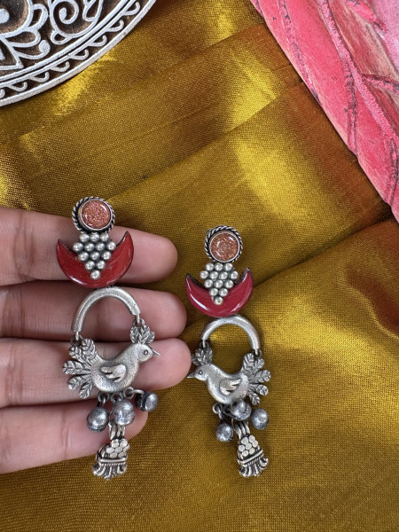 BRASS & FABRIC HANDCRAFTED EARRINGS