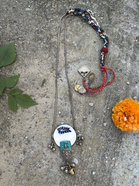 BRASS & TERRACOTA Handcrafted LONG NECKLACE