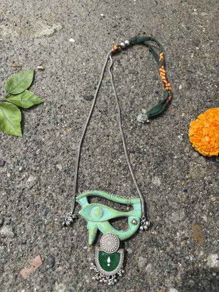 BRASS & WOOD Handcrafted LONG NECKLACE