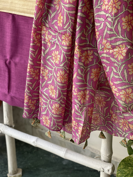 BEIGE & PINK TUSSAR SILK KANTHA EMBROIDERED dupatta  SET