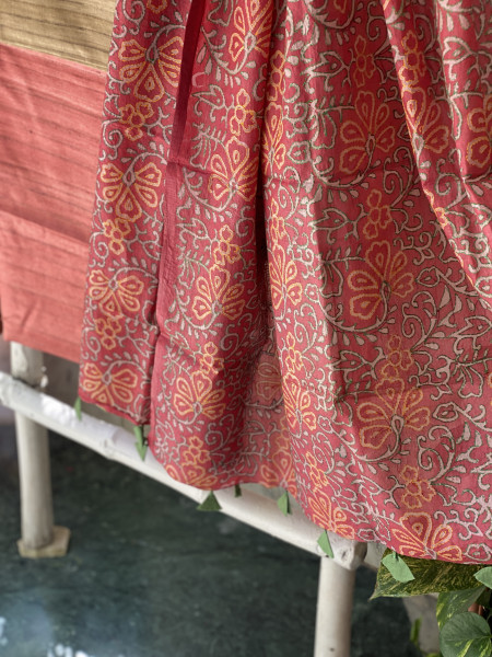 FAWN & RUST TUSSAR SILK KANTHA EMBROIDERED dupatta  SET