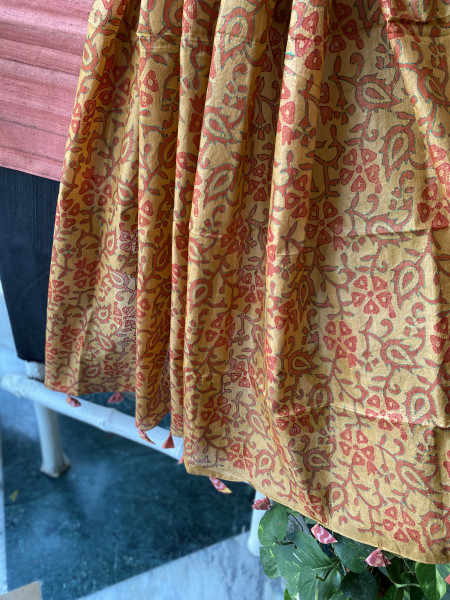 RUST & MUSTARD TUSSAR SILK KANTHA EMBROIDERED dupatta  SET