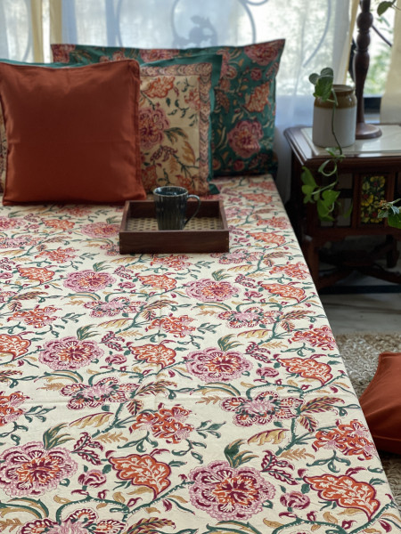 MULTI COLOUR COTTON HAND BLOCK PRINT double BEDSHEET