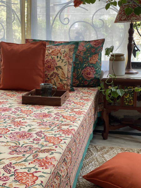 MULTI COLOUR COTTON HAND BLOCK PRINT double BEDSHEET