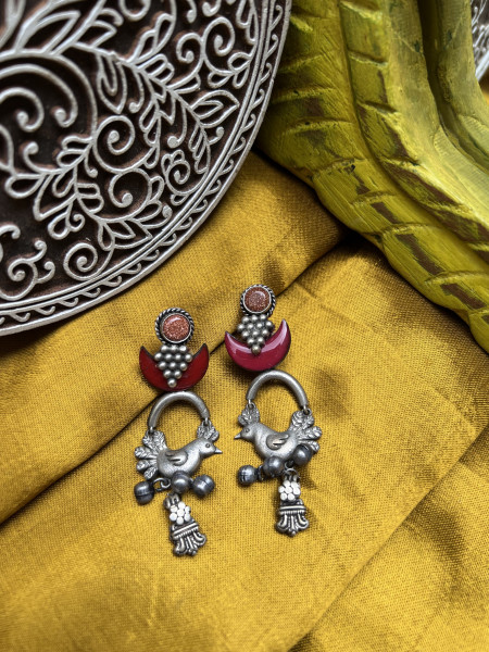 BRASS & FABRIC HANDCRAFTED EARRINGS