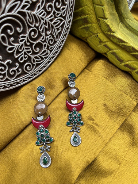 BRASS & FABRIC HANDCRAFTED EARRINGS