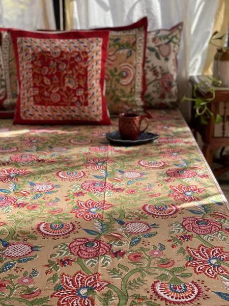 MUSTARD COTTON HAND BLOCK PRINT double BEDSHEET