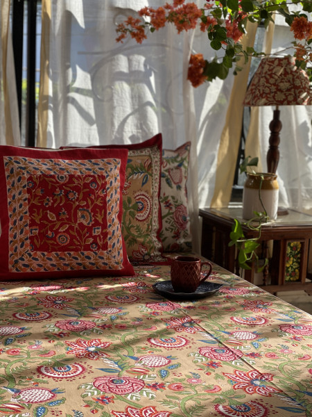 MUSTARD COTTON HAND BLOCK PRINT double BEDSHEET