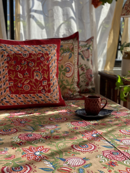 MUSTARD COTTON HAND BLOCK PRINT double BEDSHEET