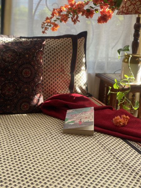 BEIGE COTTON "BAGH" HAND BLOCK PRINT DOUBLE BEDSHEET