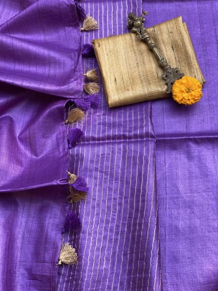 PURPLE KOSA SILK WOVEN ZARI SARI