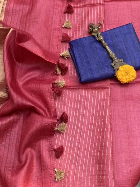 RED KOSA SILK WOVEN ZARI SARI