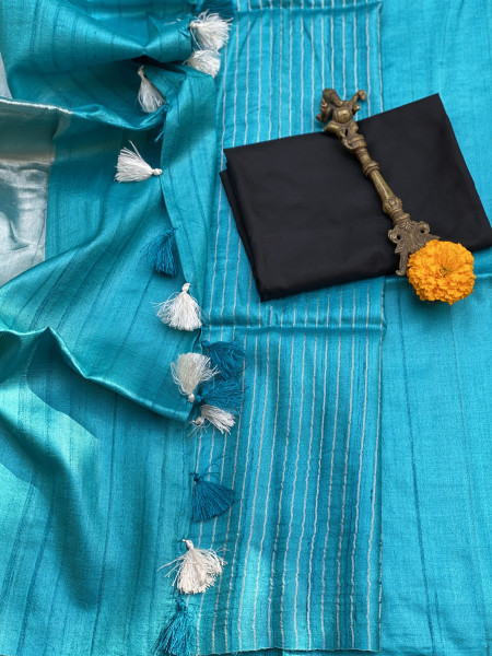 SKY BLUE KOSA SILK WOVEN ZARI SARI