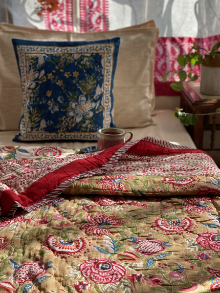 MULTI COLOUR Cotton Block Print SINGLE JAIPURI RAZAI