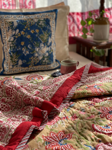 MULTI COLOUR Cotton Block Print DOUBLE JAIPURI RAZAI